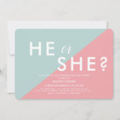 Pink & Blue Modern Gender Reveal Baby Shower Einladung (Vorderseite)