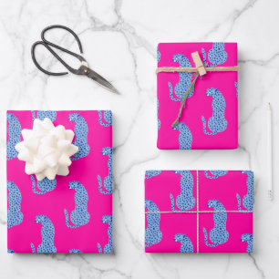 Pink & Blue Modern Gezeitenmuster Set 3 Geschenkpapier Set