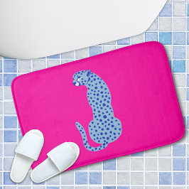 Pink & Blue Modern Jungle Cheetah Exotic Bath Mat Badematte
