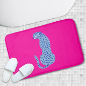 Pink & Blue Modern Jungle Cheetah Exotic Bath Mat Badematte
