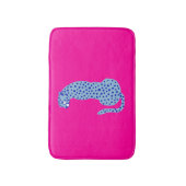 Pink & Blue Modern Jungle Cheetah Exotic Bath Mat Badematte (Vorderseite Vertikal)