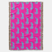 Pink & Blue Modern Jungle Cheetah Throw Blanket Decke (Vorderseite Vertikal)