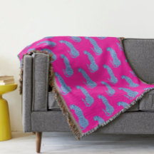 Pink & Blue Modern Jungle Cheetah Throw Blanket