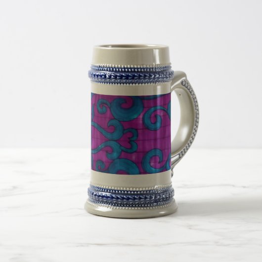 Pink Blue Motif 22 oz Stein Bierglas (VorderseiteRechts)