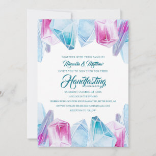 Pink & Blue Mystic Crystal Gems Handfasting Einladung