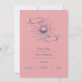Pink & Blue Mystical Hands Celestial Handfastings Einladung (Vorderseite)