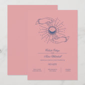 Pink & Blue Mystical Hands Celestial Handfastings Einladung (Vorne/Hinten)