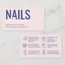 Pink & Blue Nails Aftercare Card