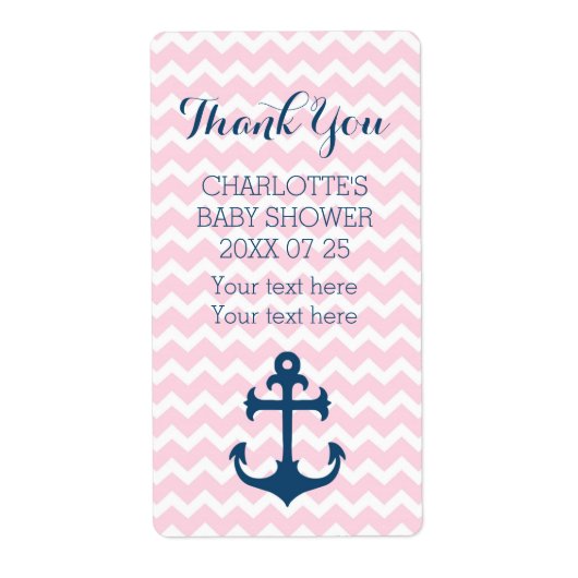 Pink Blue Nautical Baby Dusche Gefallen Labels (Vorne)