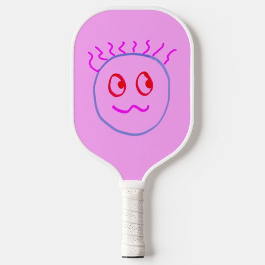 Pink Blue Niedlich Face Pickleball Paddle (Vorderseite)