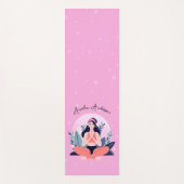 Pink & Blue Niedlich Girl in Meditation mit Blume Yogamatte (Vorderseite)