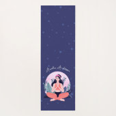 Pink & Blue Niedlich Girl in Meditation mit Blume Yogamatte (Rückseite)