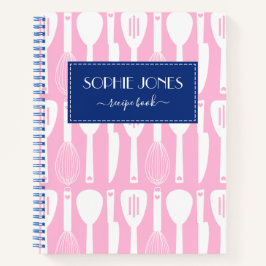 Pink Blue Niedlich Kitchen Utensitern Muster Notizblock