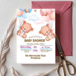 Pink Blue Niedlich Watercolor Kinderdusche Einladu Einladung