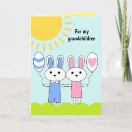 Pink Blue Oaster Bunny für meine Großkinder Holida Feiertagskarte