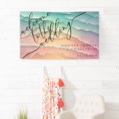 Pink Blue Ocean Beach Summer Party Willkommen Banner (Insitu)