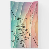 Pink Blue Ocean Beach Summer Party Willkommen Banner (Vertikal)