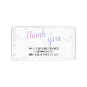 Pink Blue Ombre Confetti Danke, Script Adressaufkleber (Vorne)