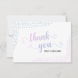 Pink & Blue Ombré Confetti Typografie Kinderdusche Dankeskarte