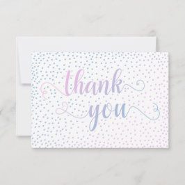 Pink & Blue Ombré Confetti und Script Baby Dusche Dankeskarte