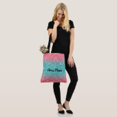 Pink Blue Ombre Glitzer Monogram Tasche (Am Model)