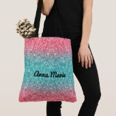 Pink Blue Ombre Glitzer Monogram Tasche (Von Nahem)