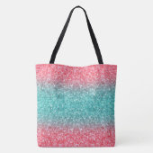 Pink Blue Ombre Glitzer Tasche (Rückseite)