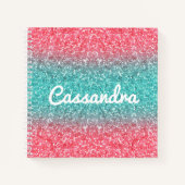 Pink Blue Ombre Glitzern Monogram Sketchbook Notizblock (Vorderseite)
