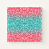Pink Blue Ombre Glitzern Monogram Sketchbook Notizblock (Rückseite)
