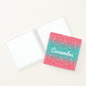 Pink Blue Ombre Glitzern Monogram Sketchbook Notizblock (Innenseite)