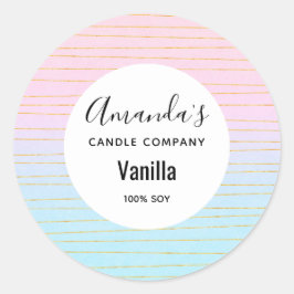 Pink Blue Ombre mit Gold Lines Candle Business Runder Aufkleber