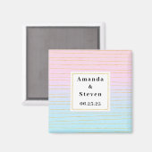 Pink Blue Ombre mit Goldlinien Save the Date Magnet (Vorderseite/Rückseite)
