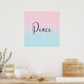 Pink Blue Ombre mit Thin Gold Lines Peace Poster (Küche)