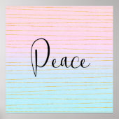 Pink Blue Ombre mit Thin Gold Lines Peace Poster (Vorne)
