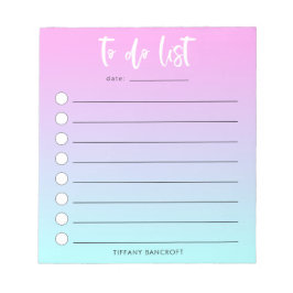 Pink Blue Ombre zu tun Liste Girl Notizblock