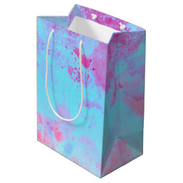 Pink Blue Paint Splash Abstrakt Stilvoll Mittlere Geschenktüte