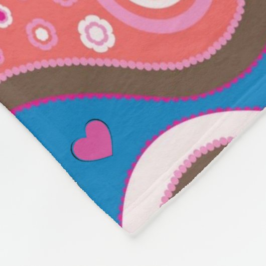 Pink Blue Paisley Blanket Fleecedecke (Ecke)