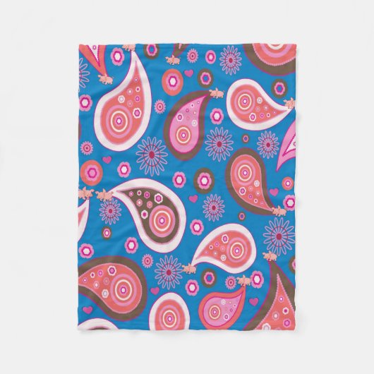 Pink Blue Paisley Blanket Fleecedecke (Vorderseite)