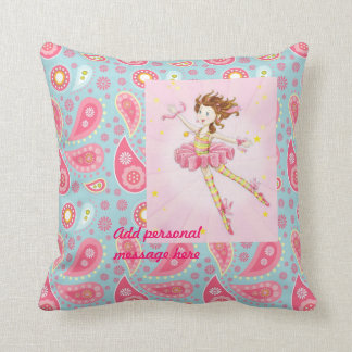Pink Blue Paisley Blume Fairy Ballerina anpassen Kissen