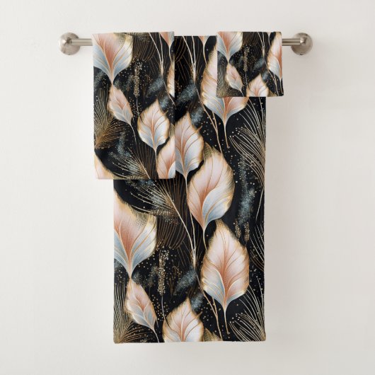 Pink & Blue Pampas Grass Glitzer Badhandtuch Set (Insitu)