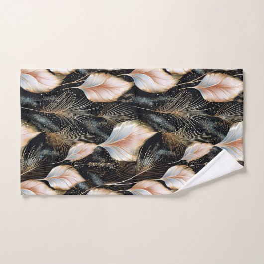 Pink & Blue Pampas Grass Glitzer Badhandtuch Set (Handtuch)