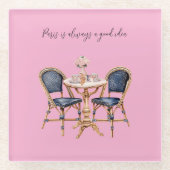 Pink Blue Paris Table Baguettes Glasuntersetzer (Vorderseite)