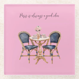 Pink Blue Paris Table Baguettes Glasuntersetzer