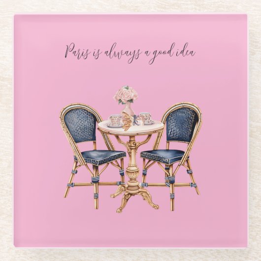 Pink Blue Paris Table Baguettes Glasuntersetzer (Vorderseite)