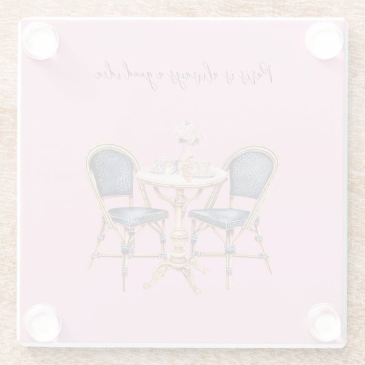 Pink Blue Paris Table Baguettes Glasuntersetzer (Rückseite)