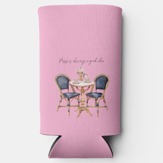 Pink Blue Paris Table Baguettes Selters Dosenkühler (Vorderseite)