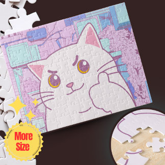 Pink & Blue Pastel Cat Jigsaw Puzzle 🧩 | Geschenk