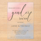 Pink Blue Pastel Gender Reveal Party Acryleinladungen (Vorderseite)