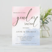 Pink Blue Pastel Gender Reveal Party Einladung (Stehend Vorderseite)