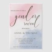Pink Blue Pastel Gender Reveal Party Pergament Einladungen (Vorderseite)